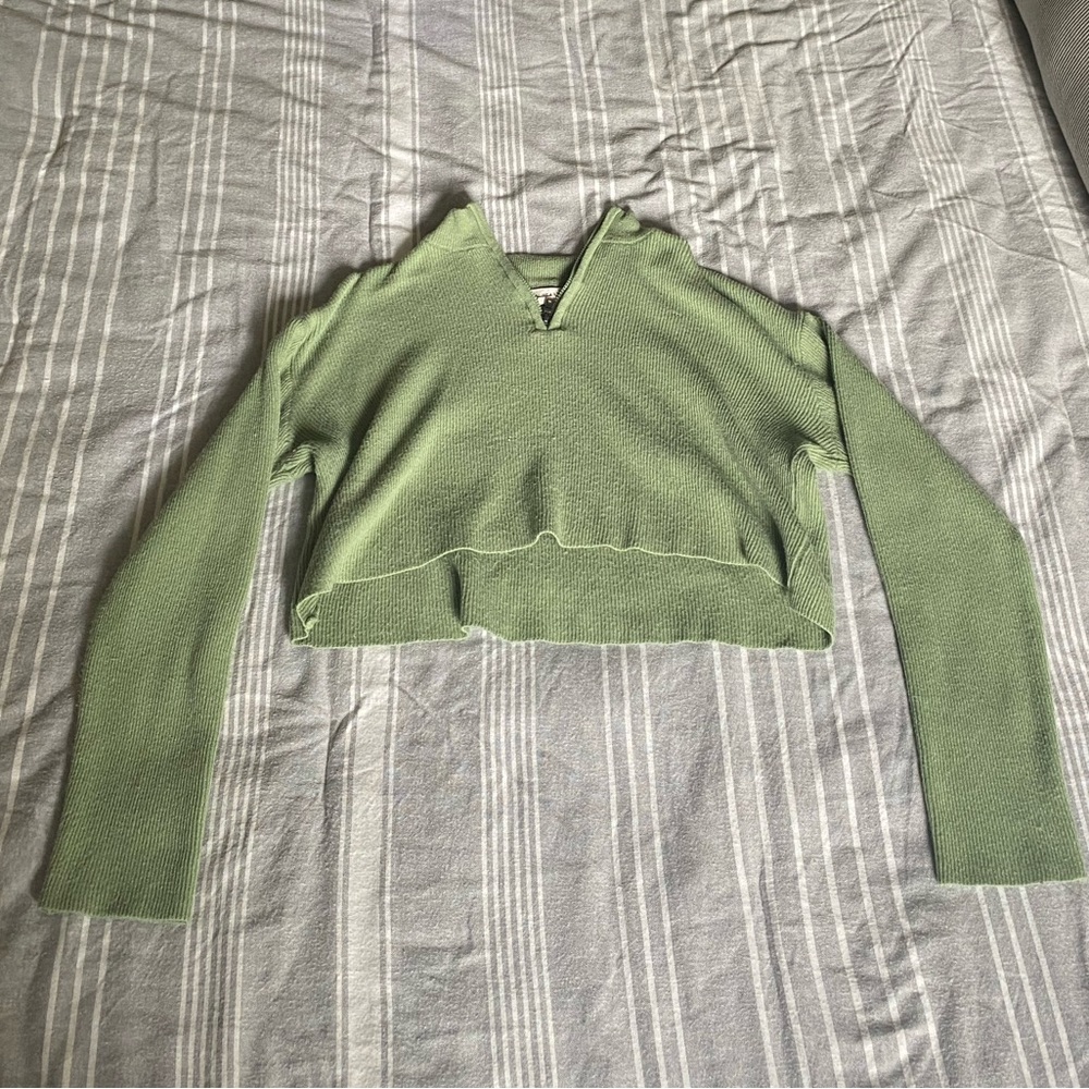 Pacsun green cropped zipup